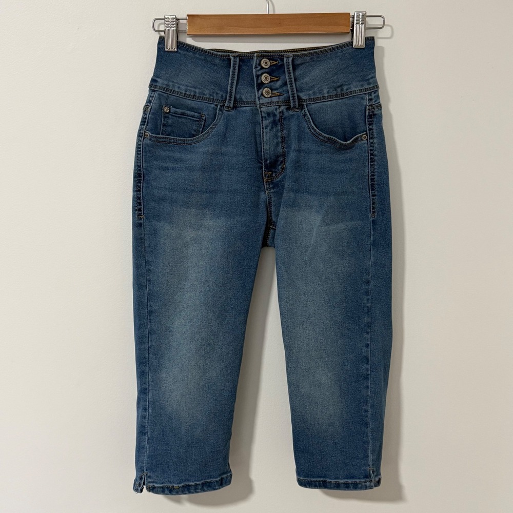 Curve Appeal Capri Jeans Womens 2/26 Blue High Rise Skinny Denim Summer